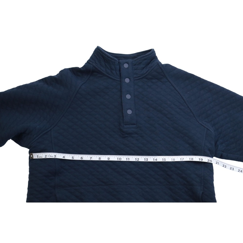 Eddie Bauer Mens Quilted Pullover Navy Blue Snap Neck Sweatshirt EM32LK917 Sz M - Picture 3 of 6